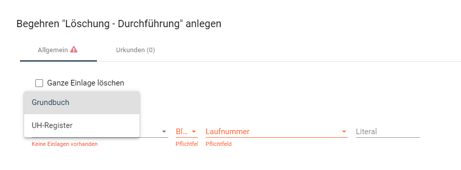 Löschung - Durchführung